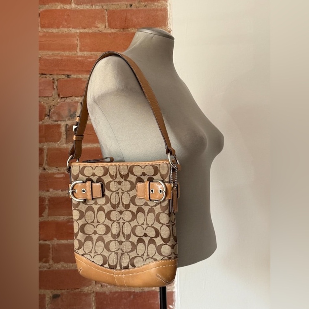 Coach Tan and Brown Leather Shoulder Bag